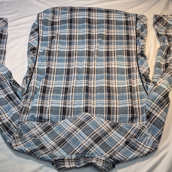 Buckle Black, Long Sleeve Black Label  Blue and Black Plaid Snap Down Mens Shirt - Picture 12 of 16